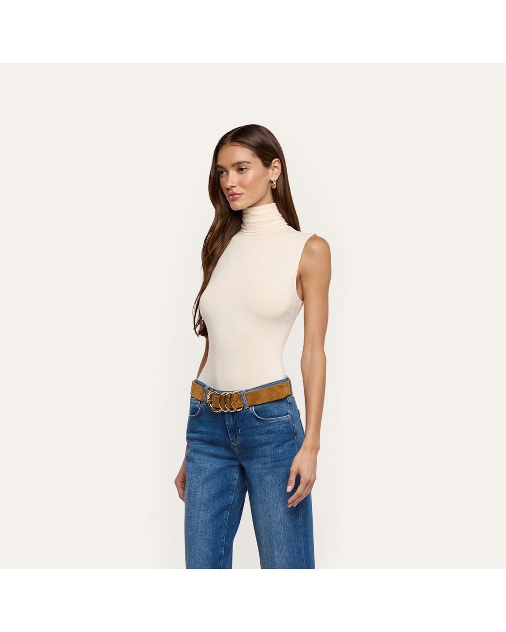 L'Agence White Ceci Sleeveless Turtleneck