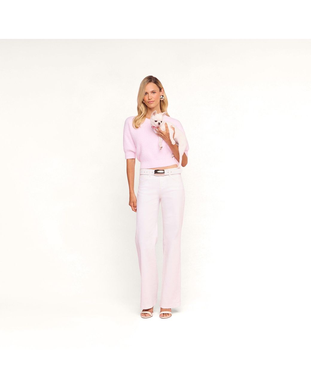 L'Agence Pink 'Agence Guinevere Cropped Pullover
