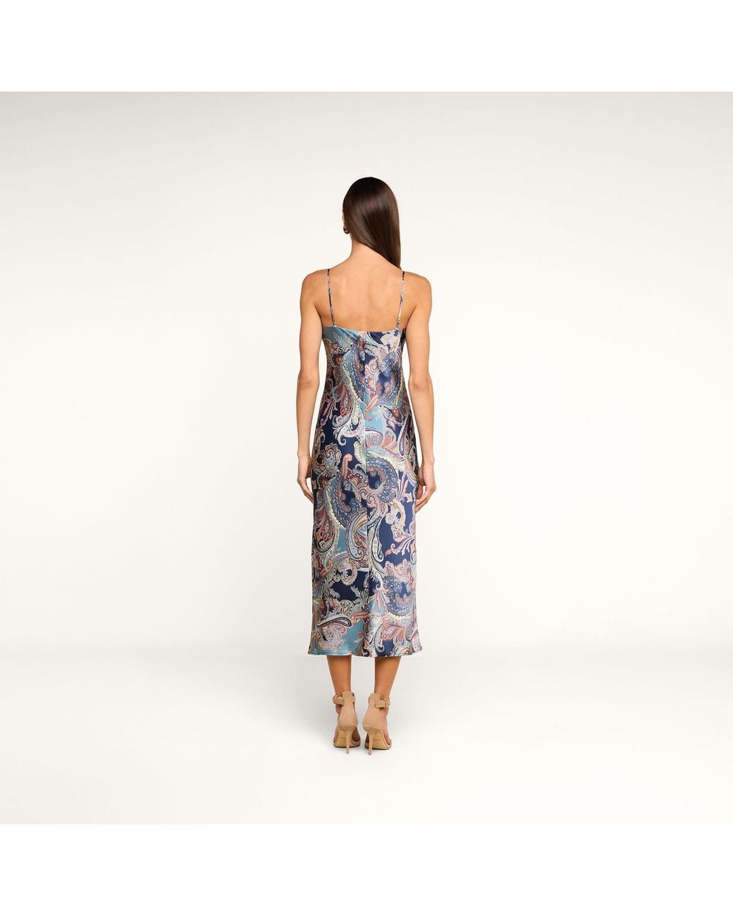 L'Agence Blue Seridie Silk Slip Dress
