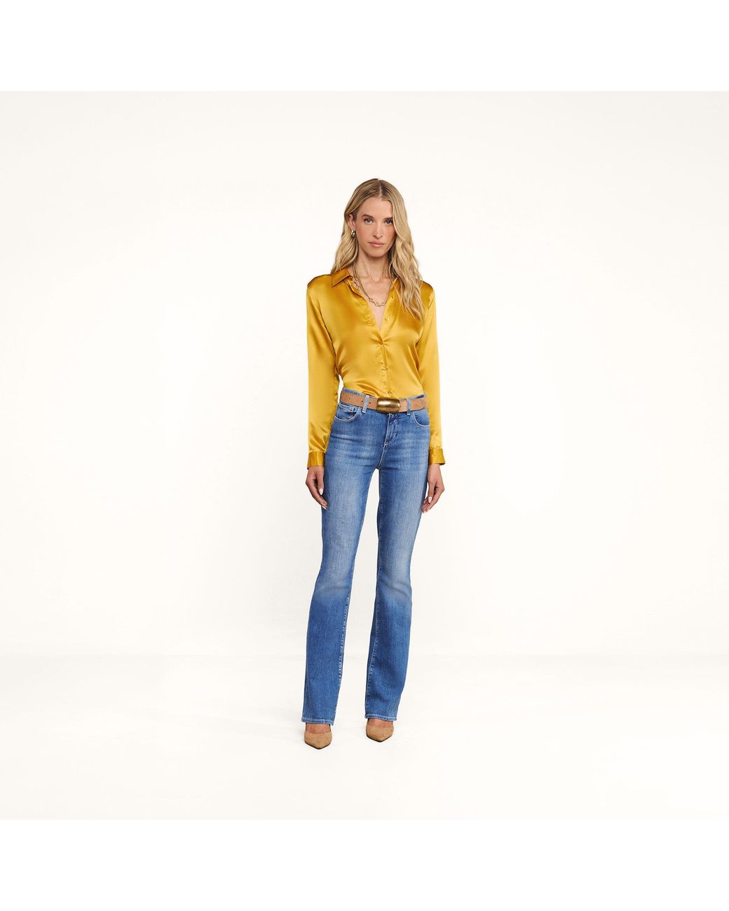 L'Agence Yellow Tyler Silk Blouse Top
