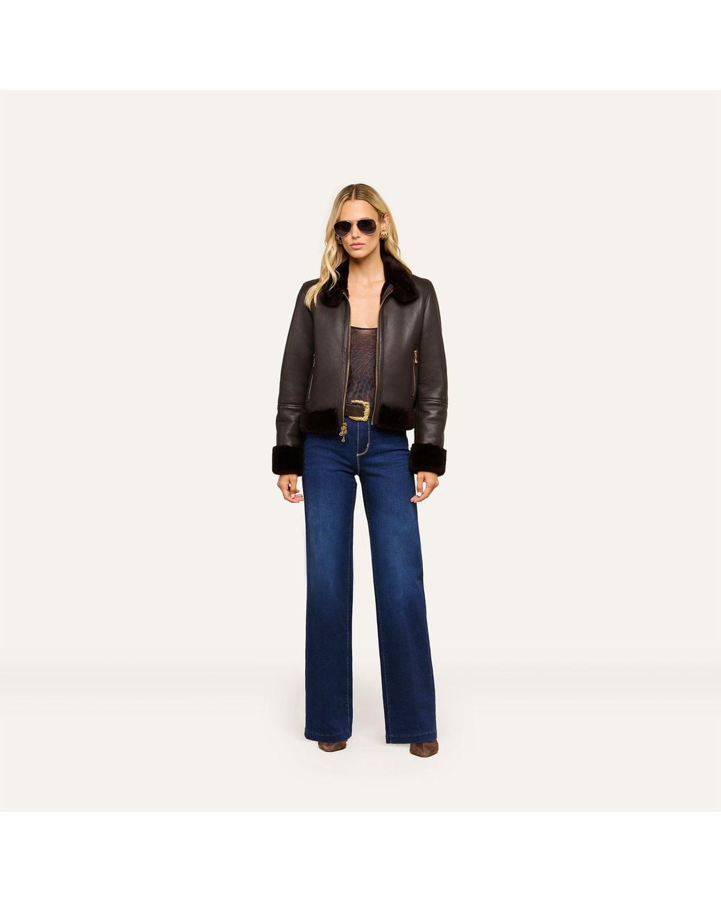 L'Agence Black 'Agence Glacia Shearling Jacket