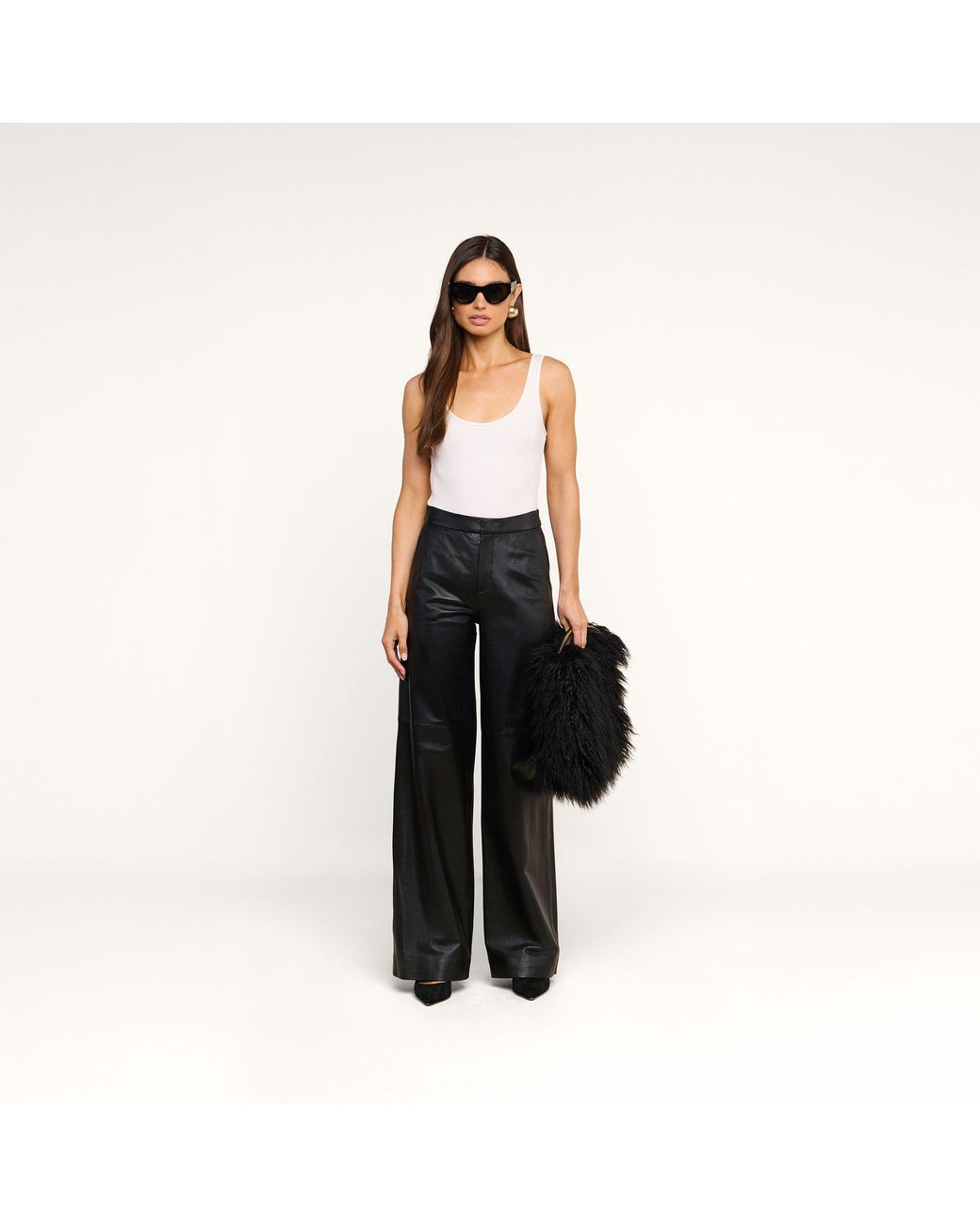 L'Agence Black Adelina Faux Fur Clutch