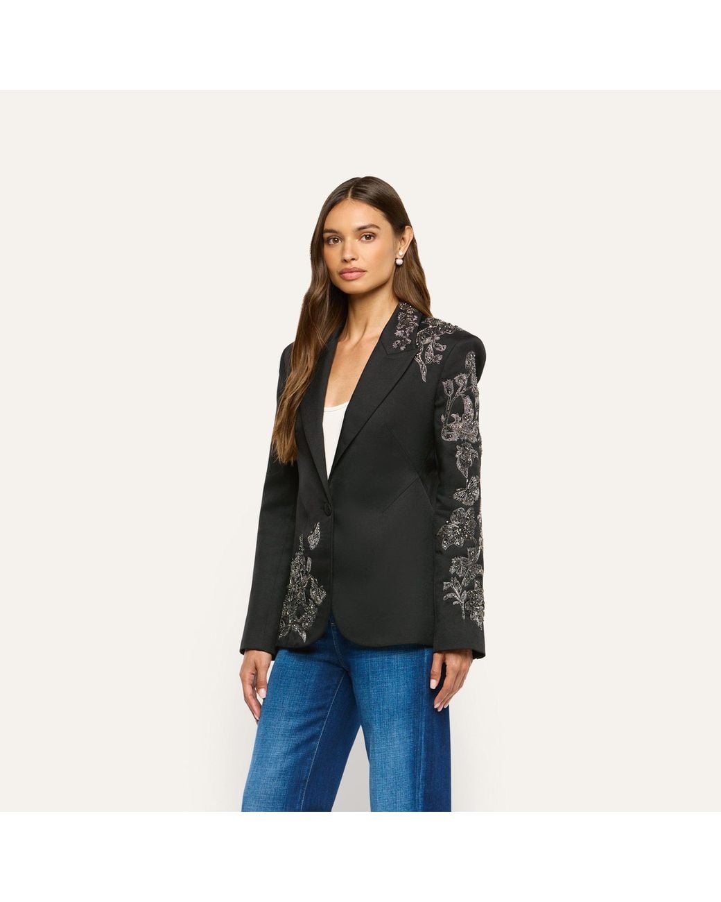 L'Agence Black Clementine Embellished Blazer