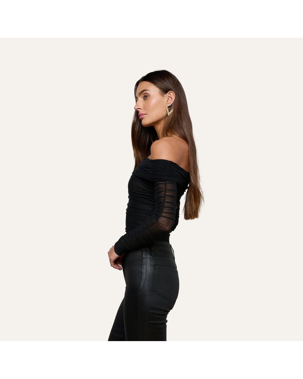 L'Agence Black Poppie Off-The-Shoulder Bodysuit