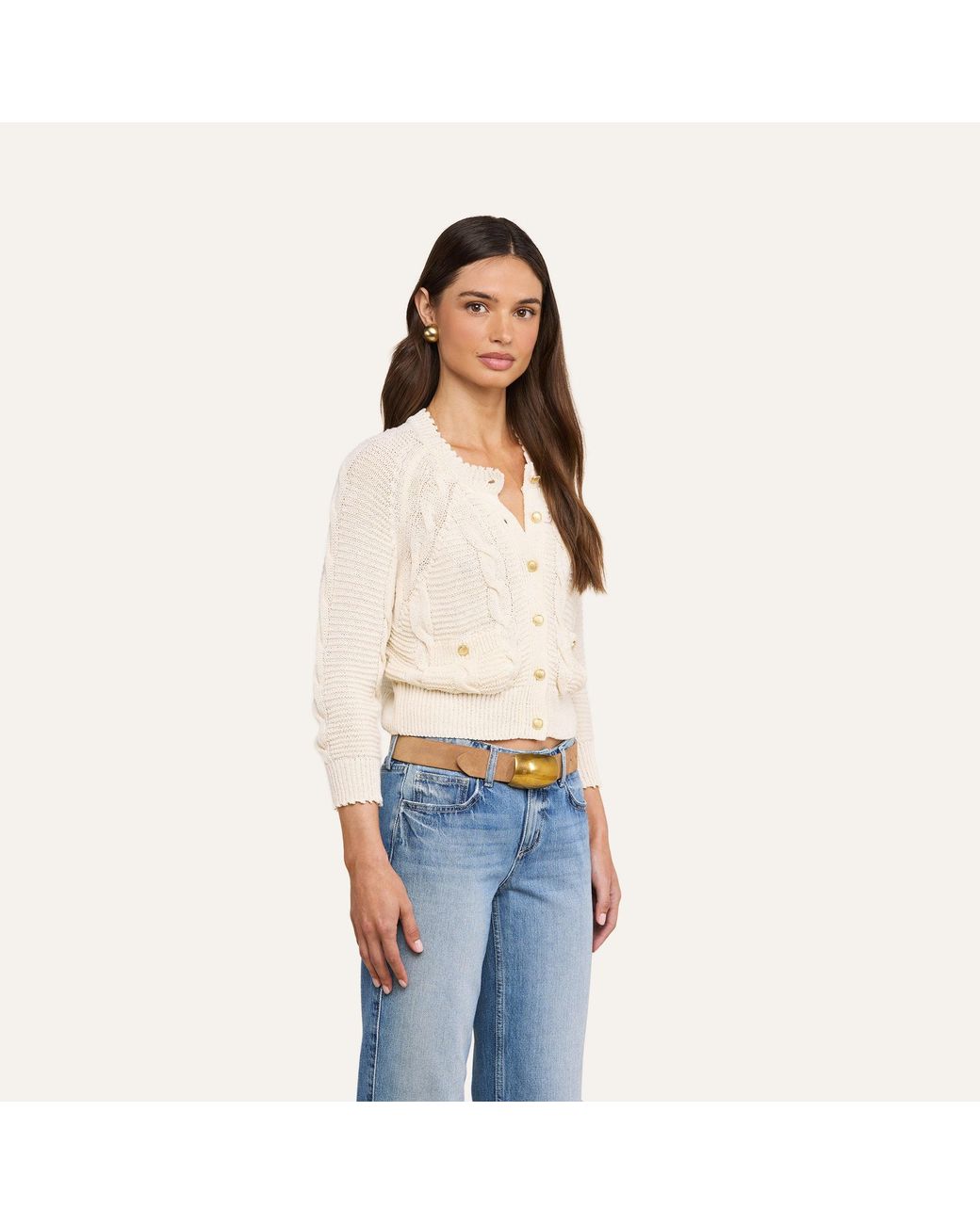L'Agence Natural Darcy Cable Knit Cardigan