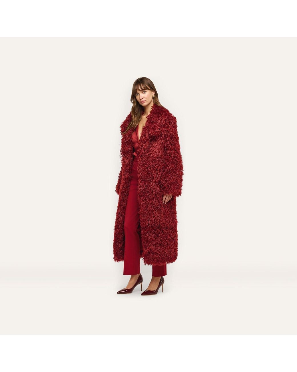 L'Agence Red Lizbeth Faux Fur Jacket