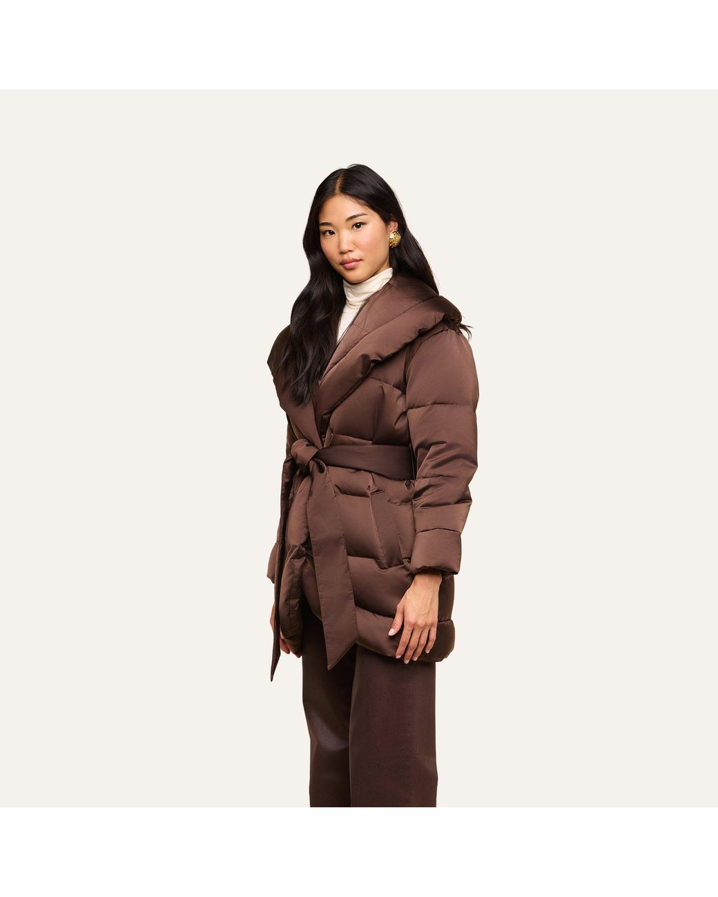 L'Agence Purple Glacier Shawl Puffer Jacket