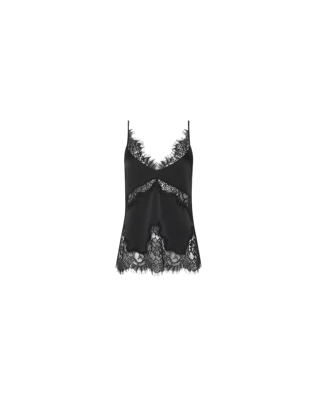 L'Agence Black Mitsu Satin Lace Camisole