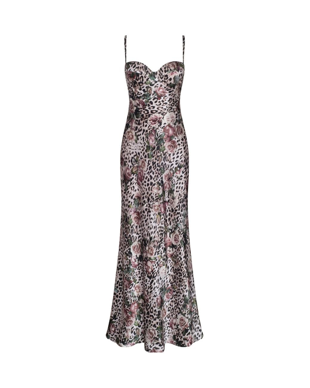 Robe De Soirée En Soie Sayla, Imprimé Léopard Et Roses L'Agence en coloris Multicolor