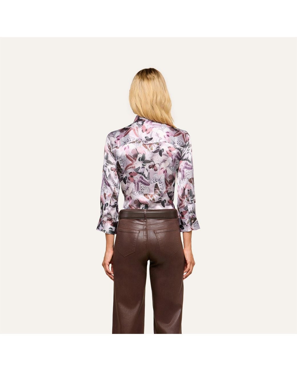 L'Agence Purple Dani Silk Blouse Top