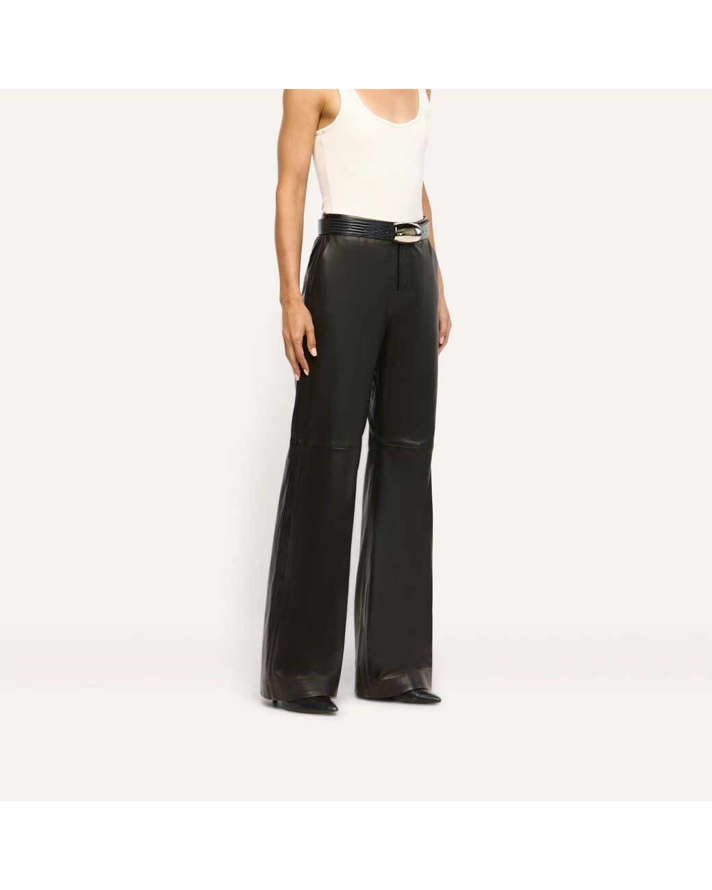 L'Agence Blue Livvy Leather Trouser