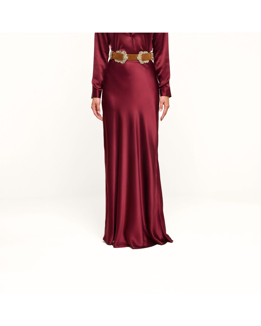 L'Agence Pink Ryker Silk Maxi Skirt