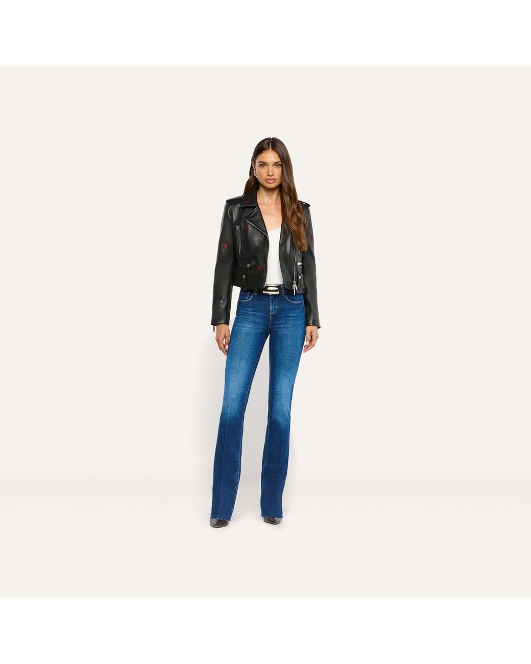 L'Agence Black 'Agence Blakely Embroidered Leather Jacket