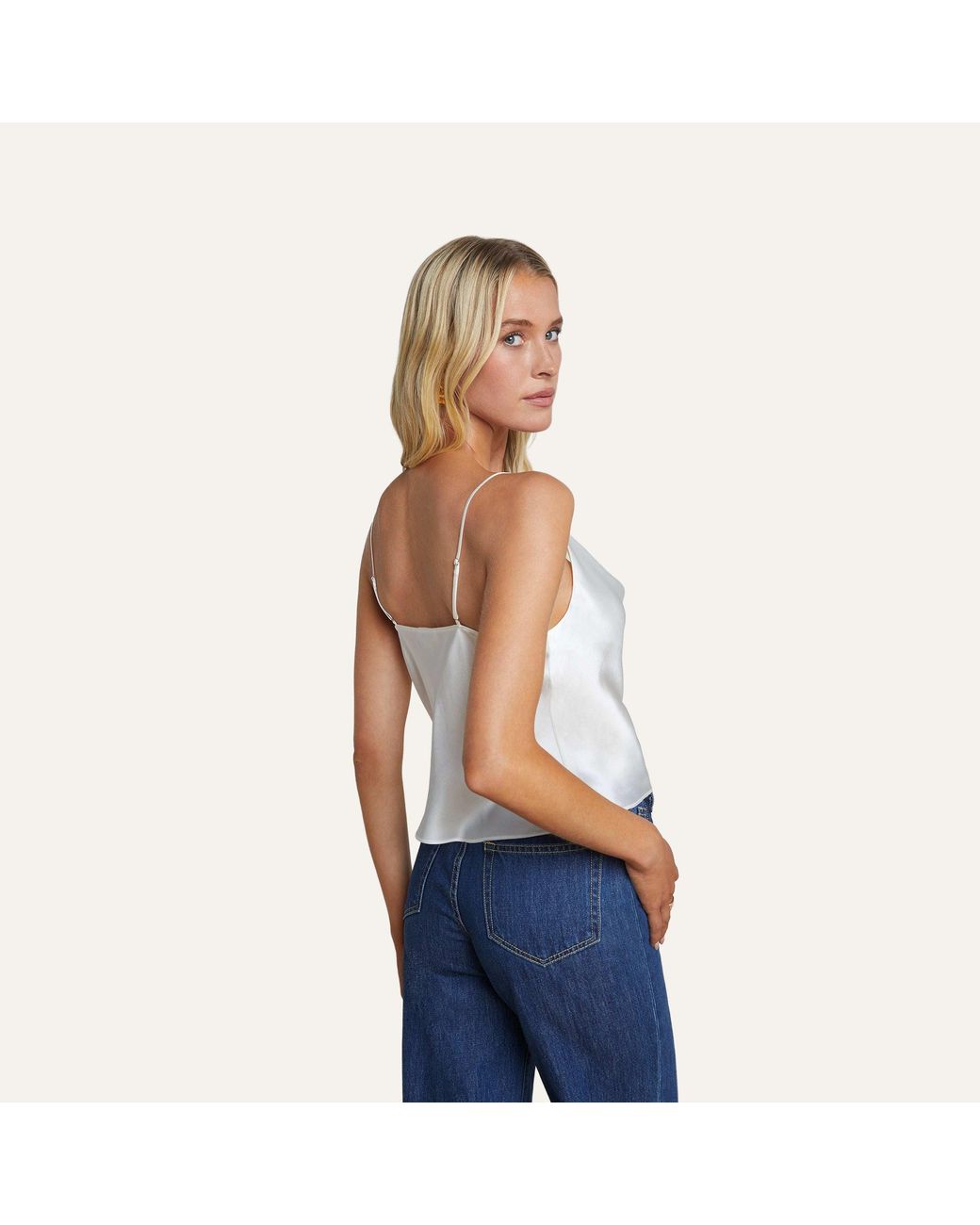 L'Agence White Calista Silk Camisole