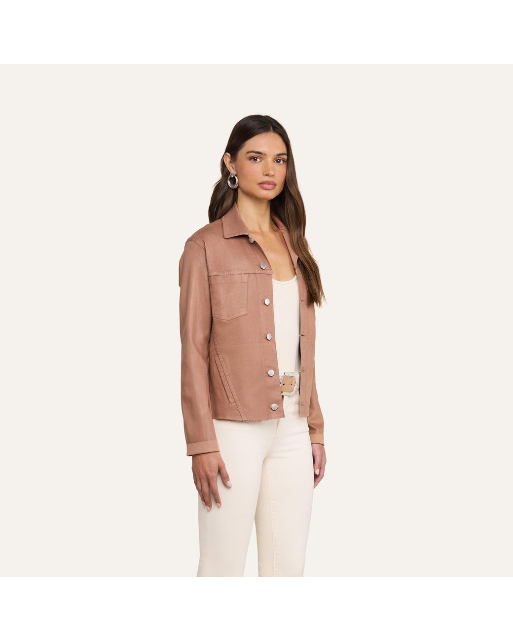 L'Agence Brown Janelle Coated Jean Jacket