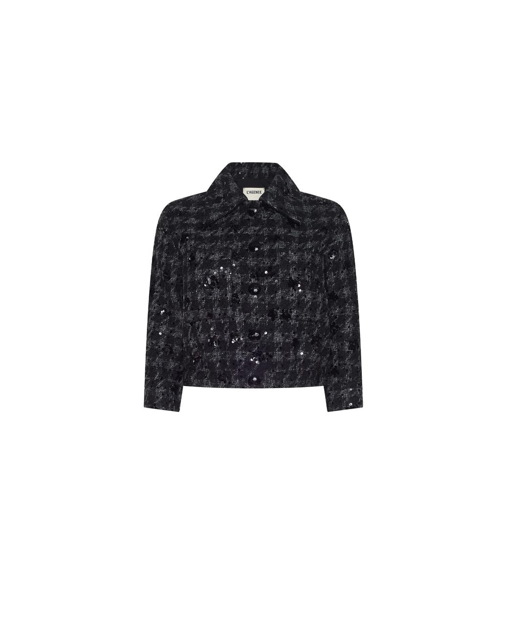 L'Agence Black Jia Sequined Tweed Jacket