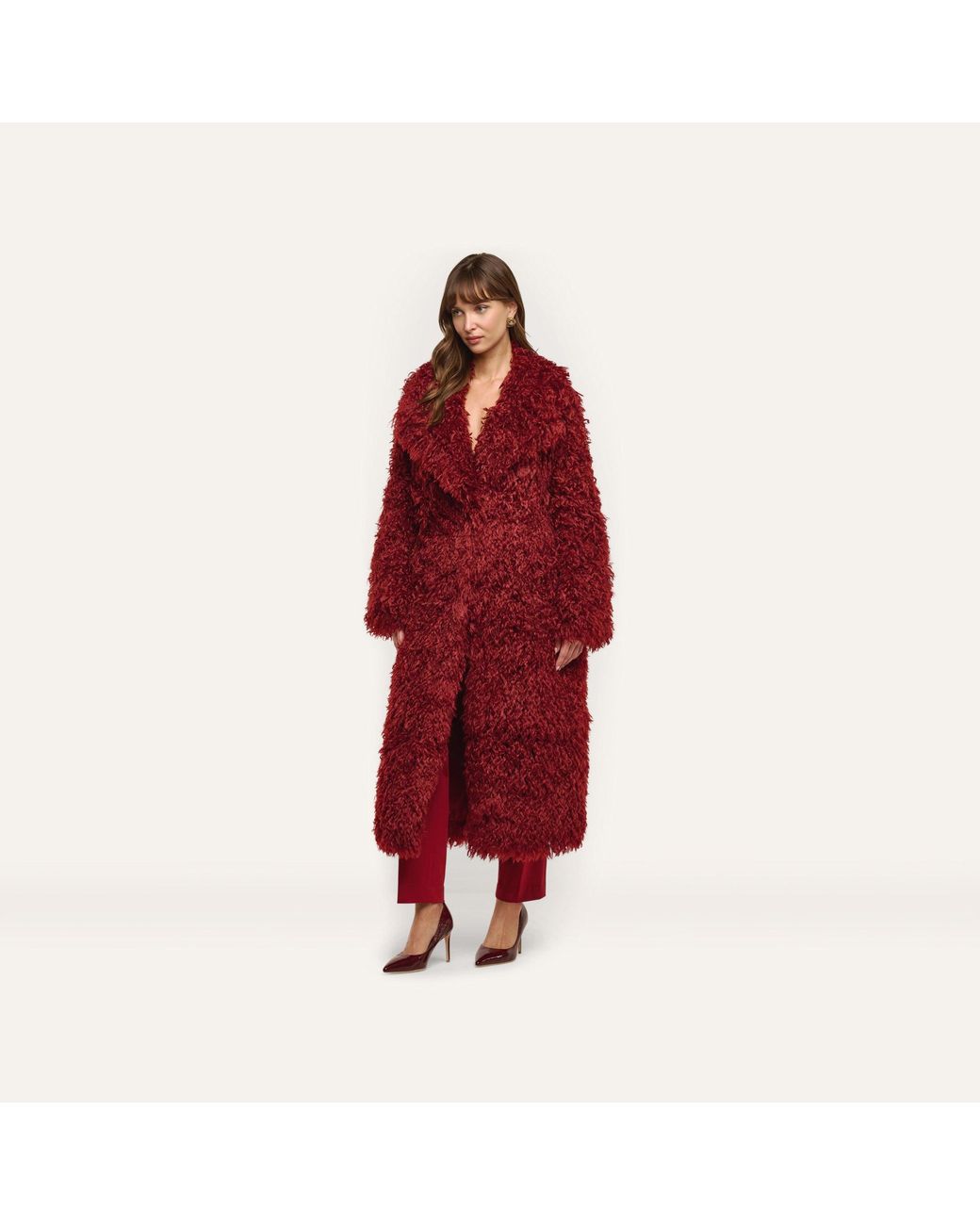 L'Agence Red Lizbeth Faux Fur Jacket