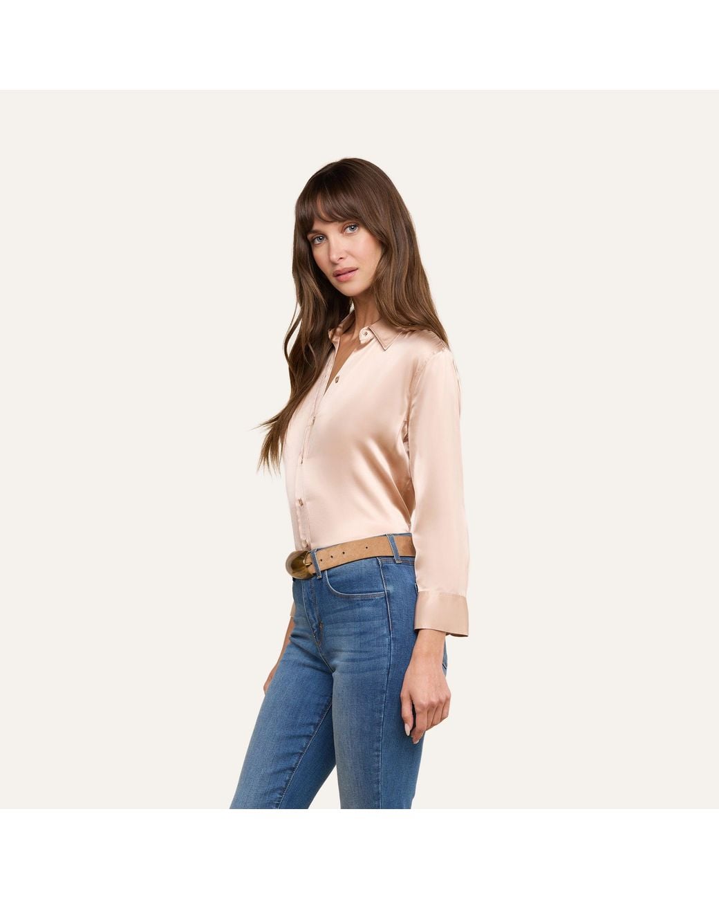L'Agence Natural Dani Silk Blouse Top