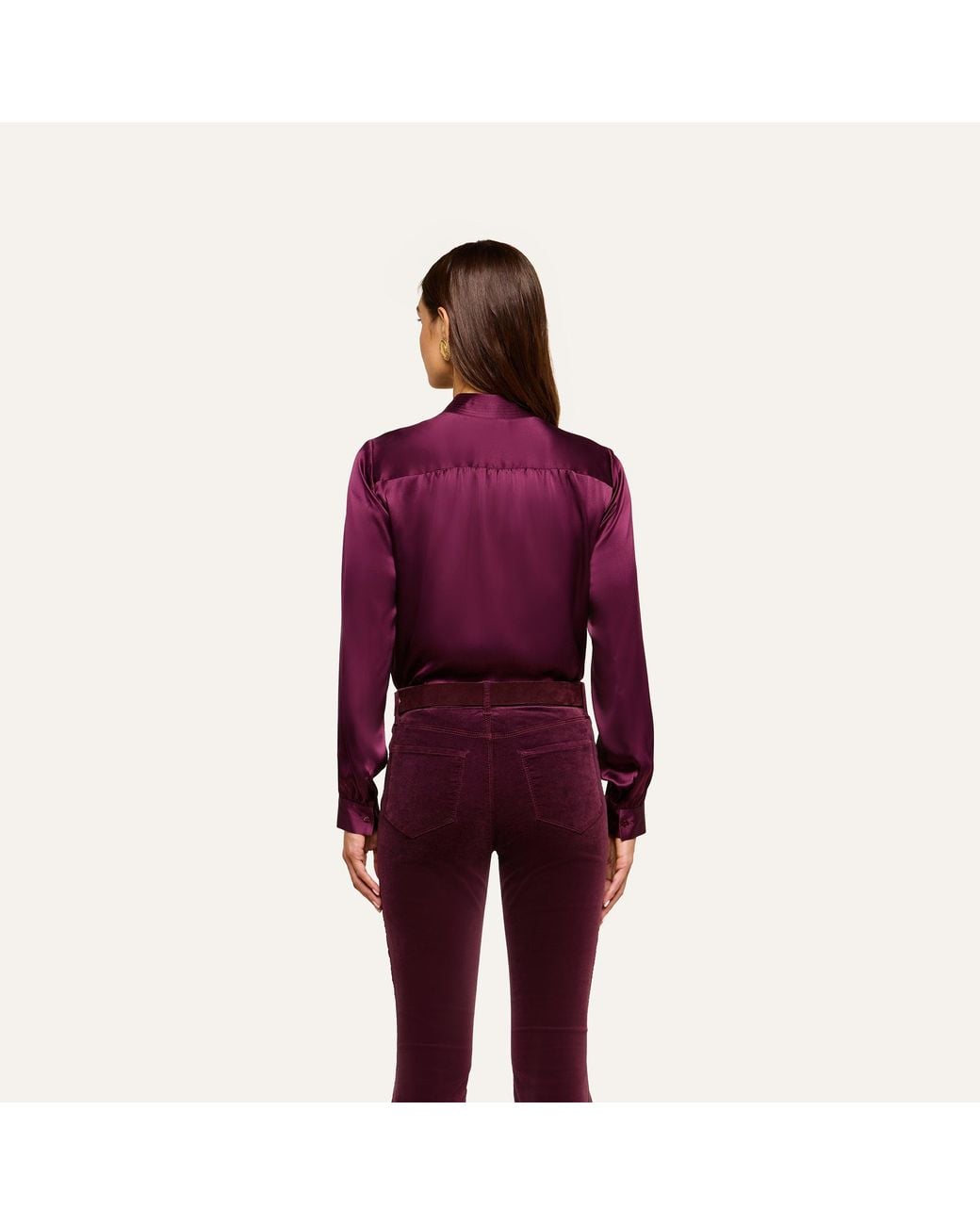 L'Agence Purple Bianca Silk Blouse Top
