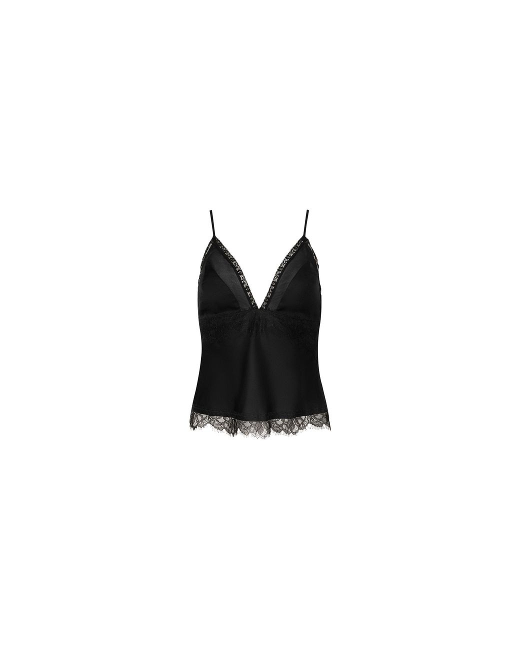L'Agence Black Elka Satin Lace Camisole