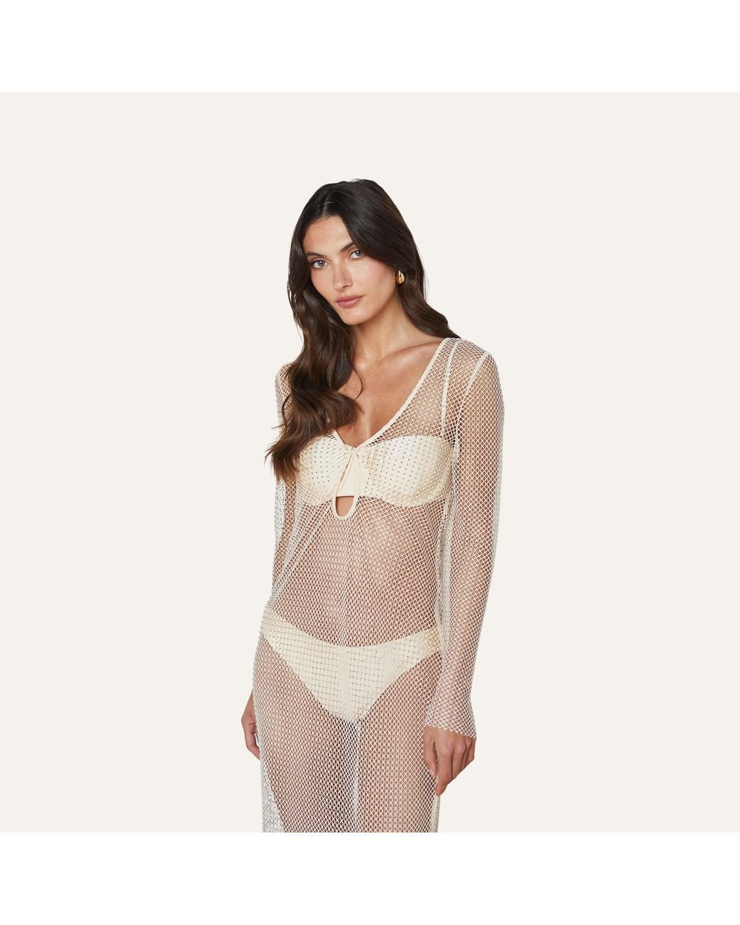 L'Agence Natural Sara Mesh Cover-up Dress