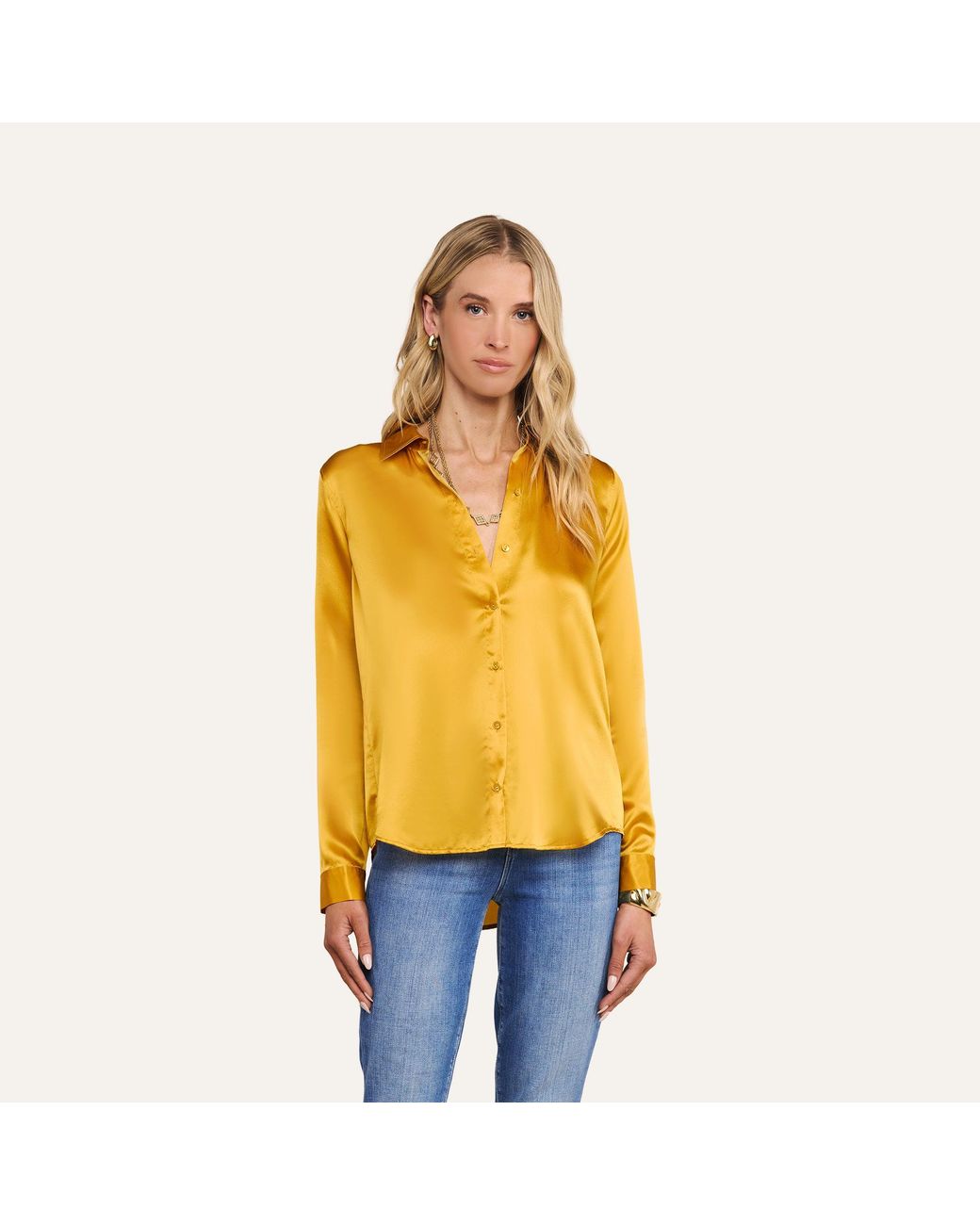 L'Agence Yellow Tyler Silk Blouse Top