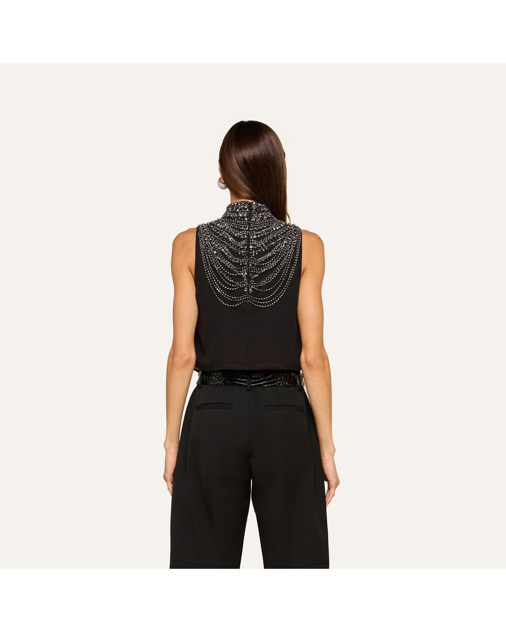 L'Agence Black 'Agence Yun Draped Crystal Tank Top