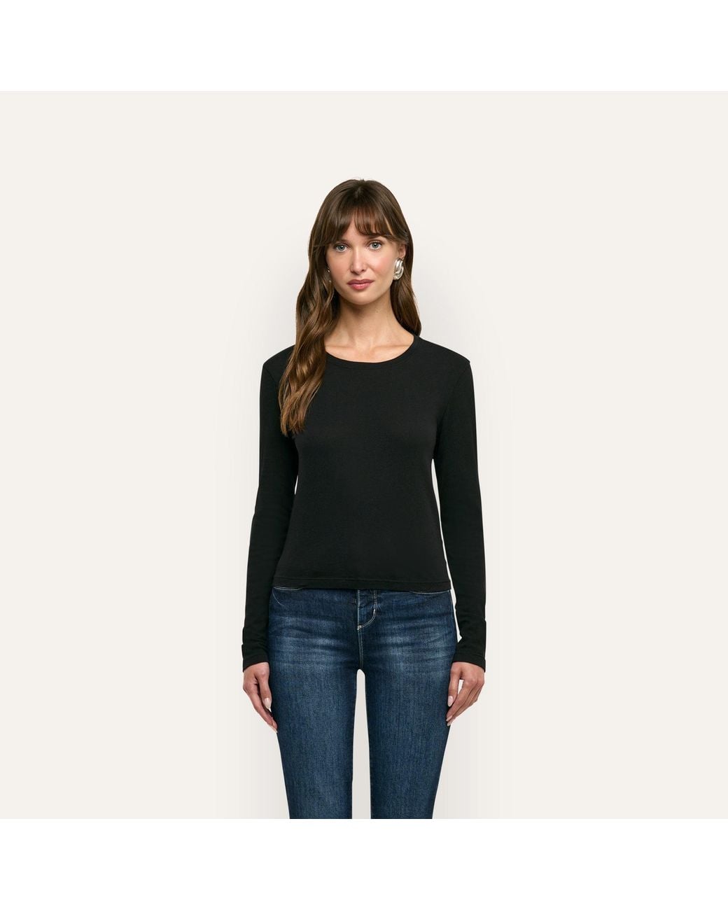 L'Agence Black Leanne Cotton T-Shirt