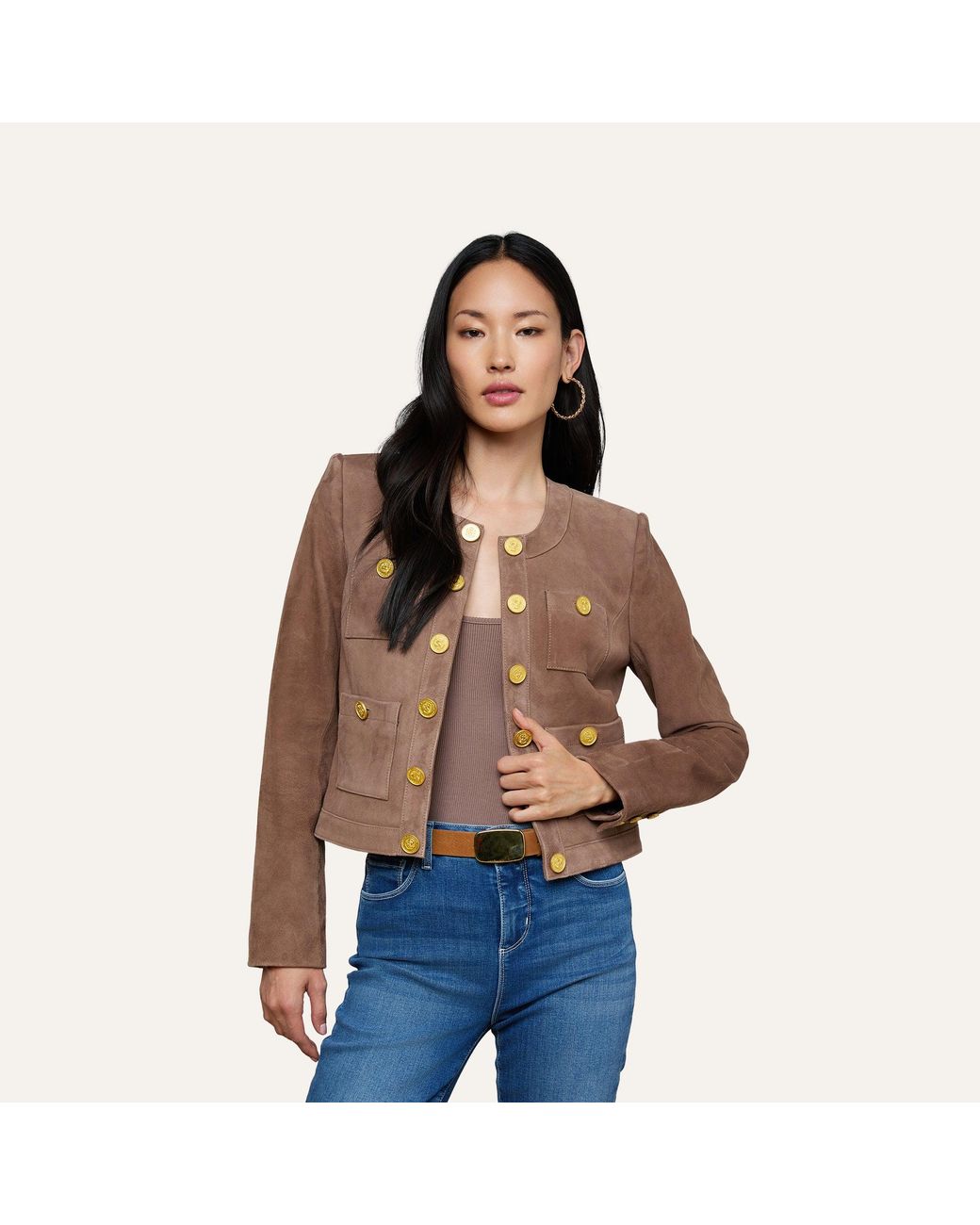 L'Agence Blue Jayde Collarless Jacket