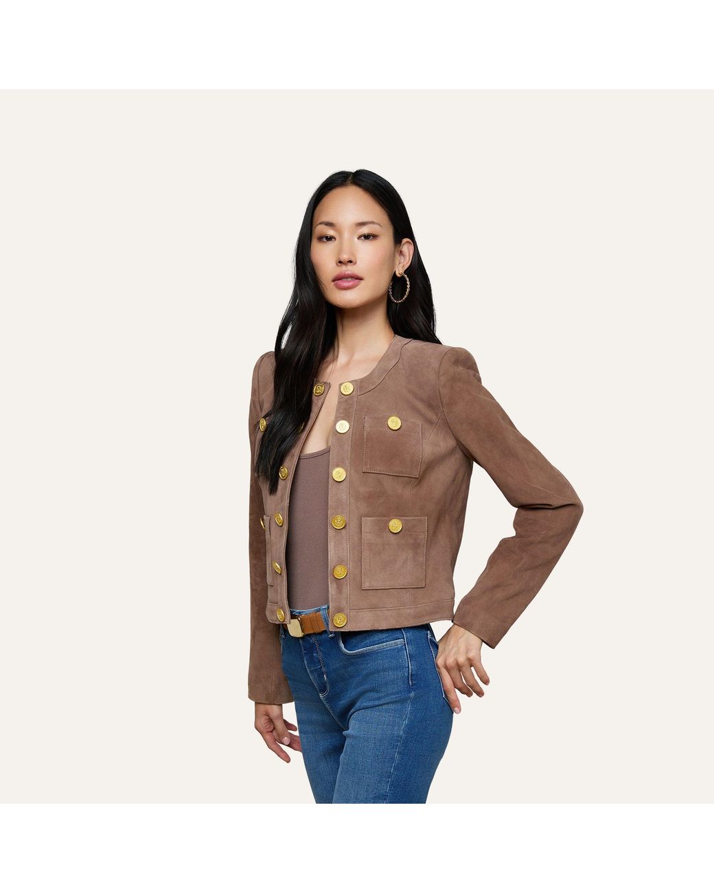 L'Agence Blue Jayde Collarless Jacket