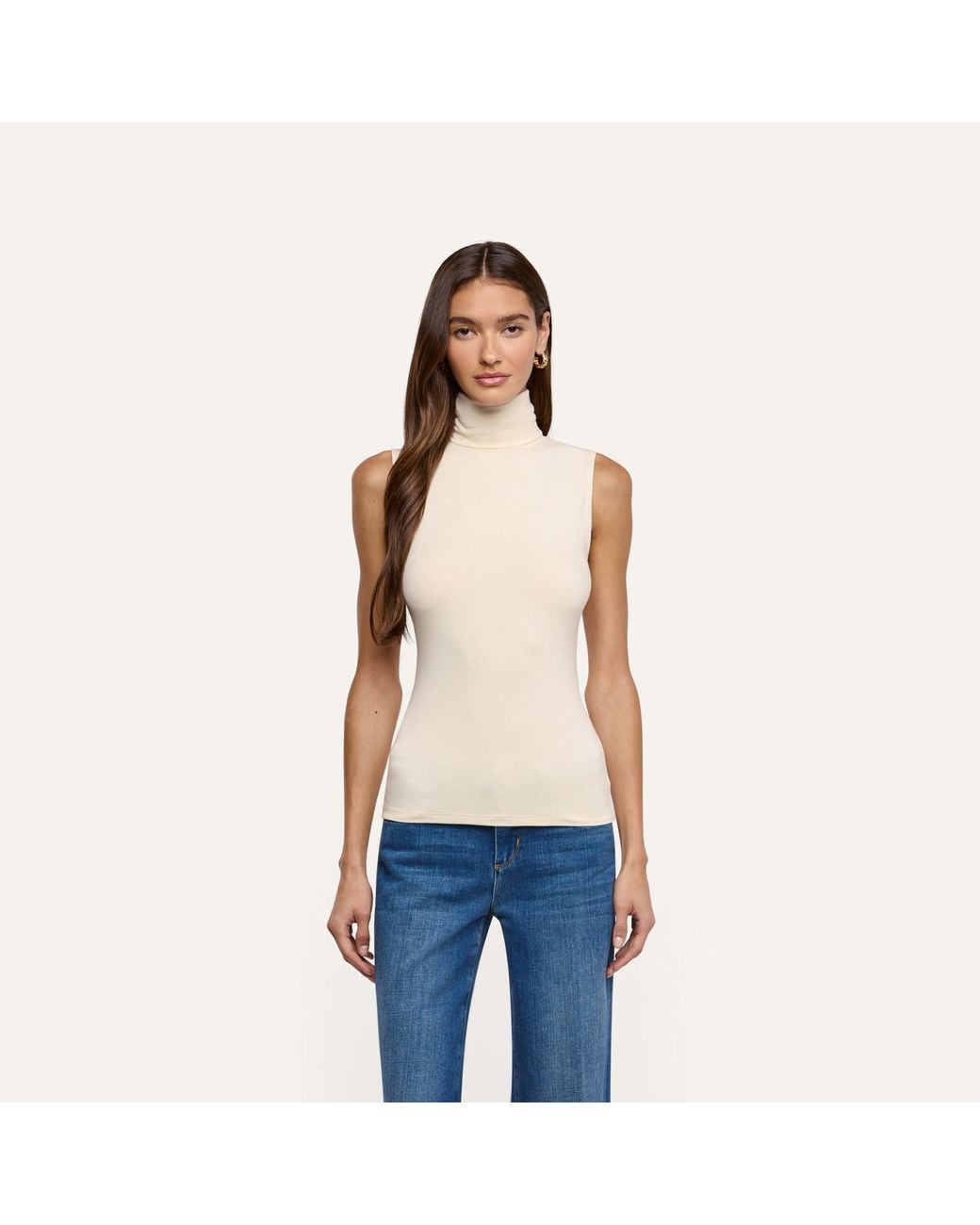 L'Agence White Ceci Sleeveless Turtleneck