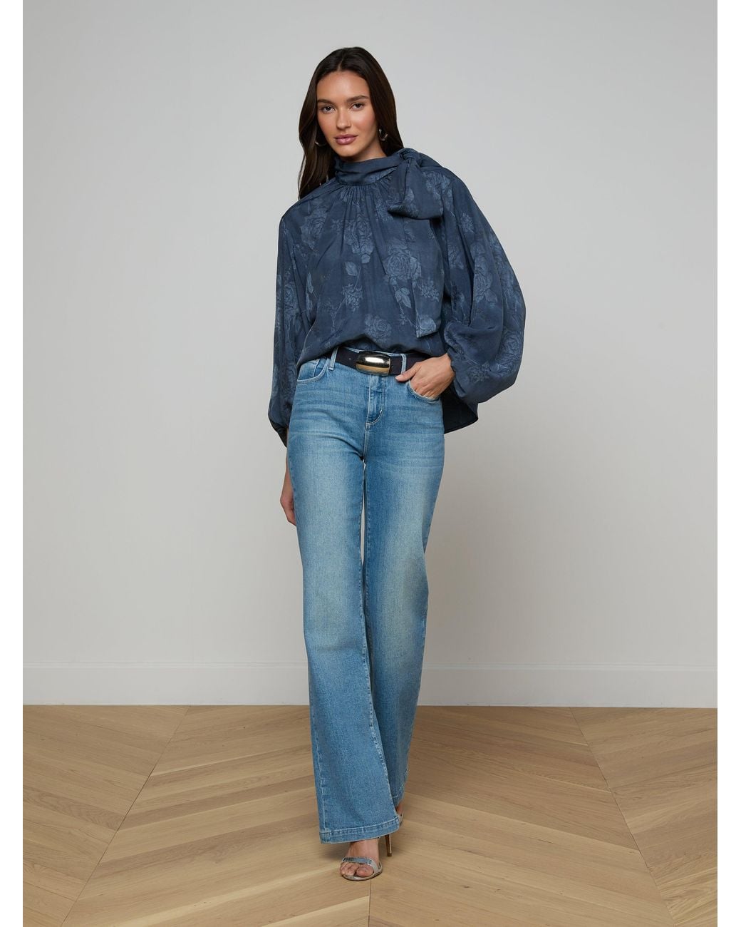 Rhett Blue L'Agence Rhett Oversized Blouse Top in Blue | Lyst