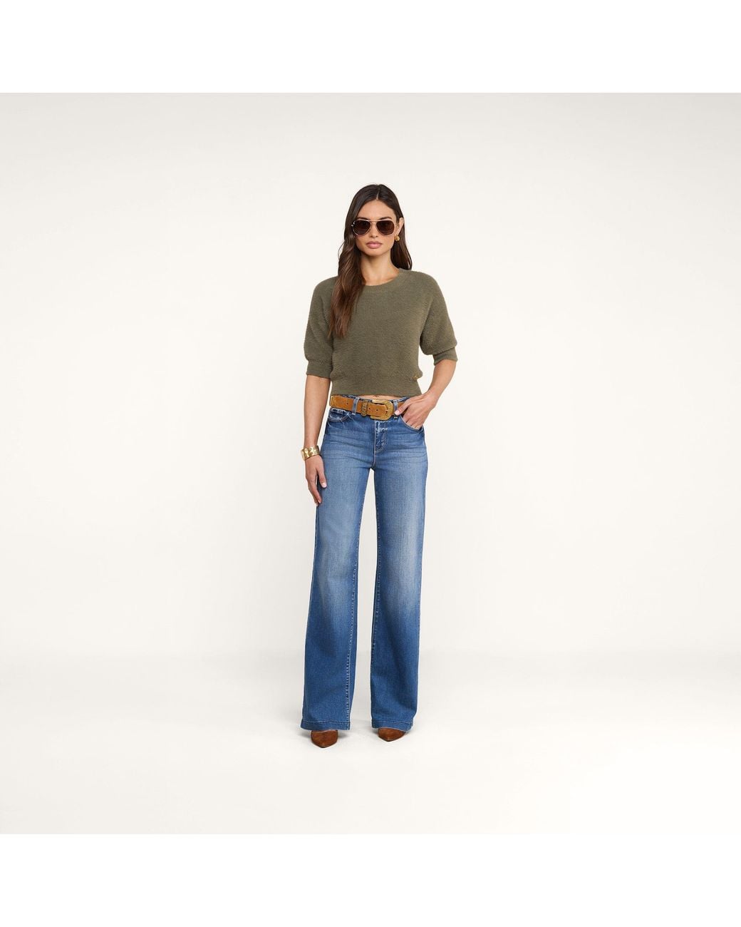 L'Agence Green Guinevere Cropped Pullover