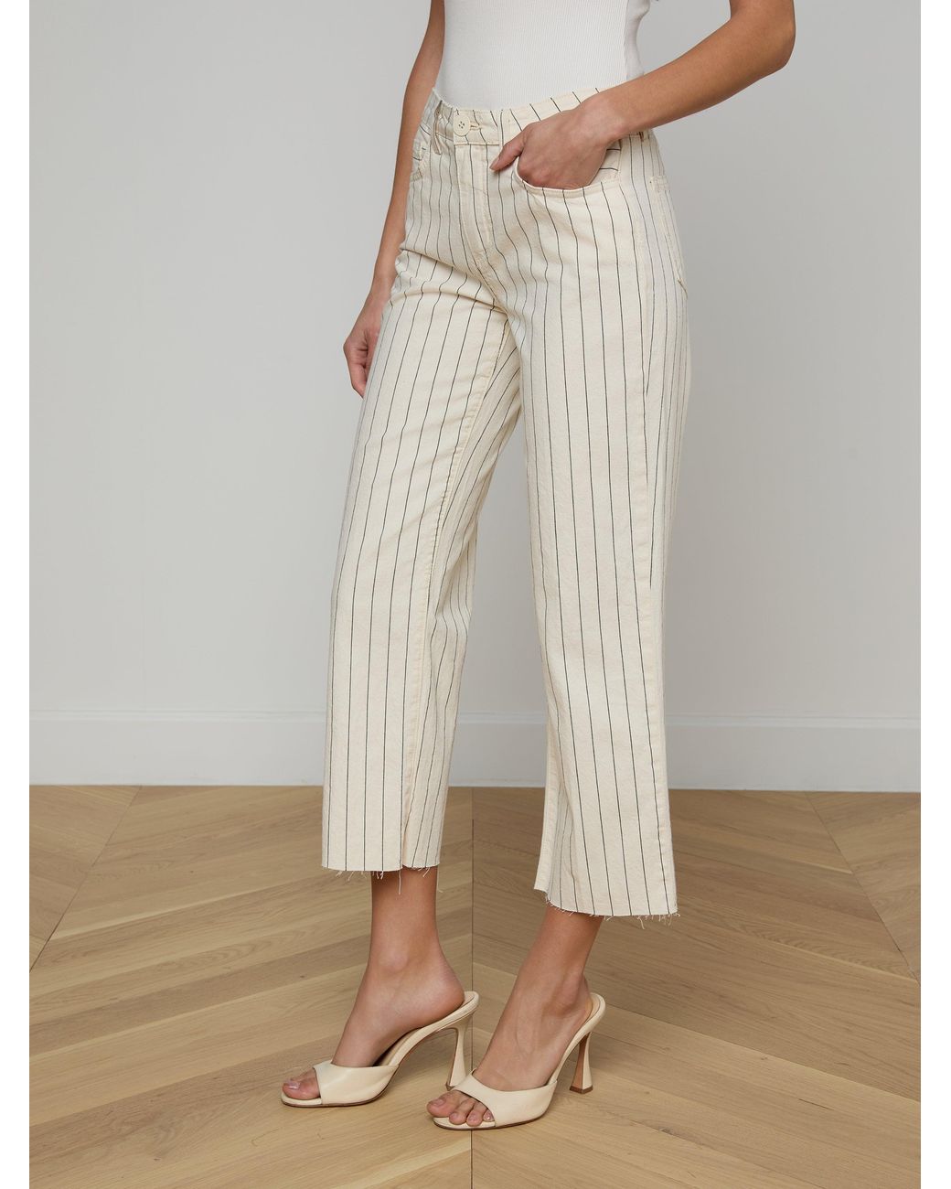 L'Agence Natural Wanda Cropped Wide-Leg Pants