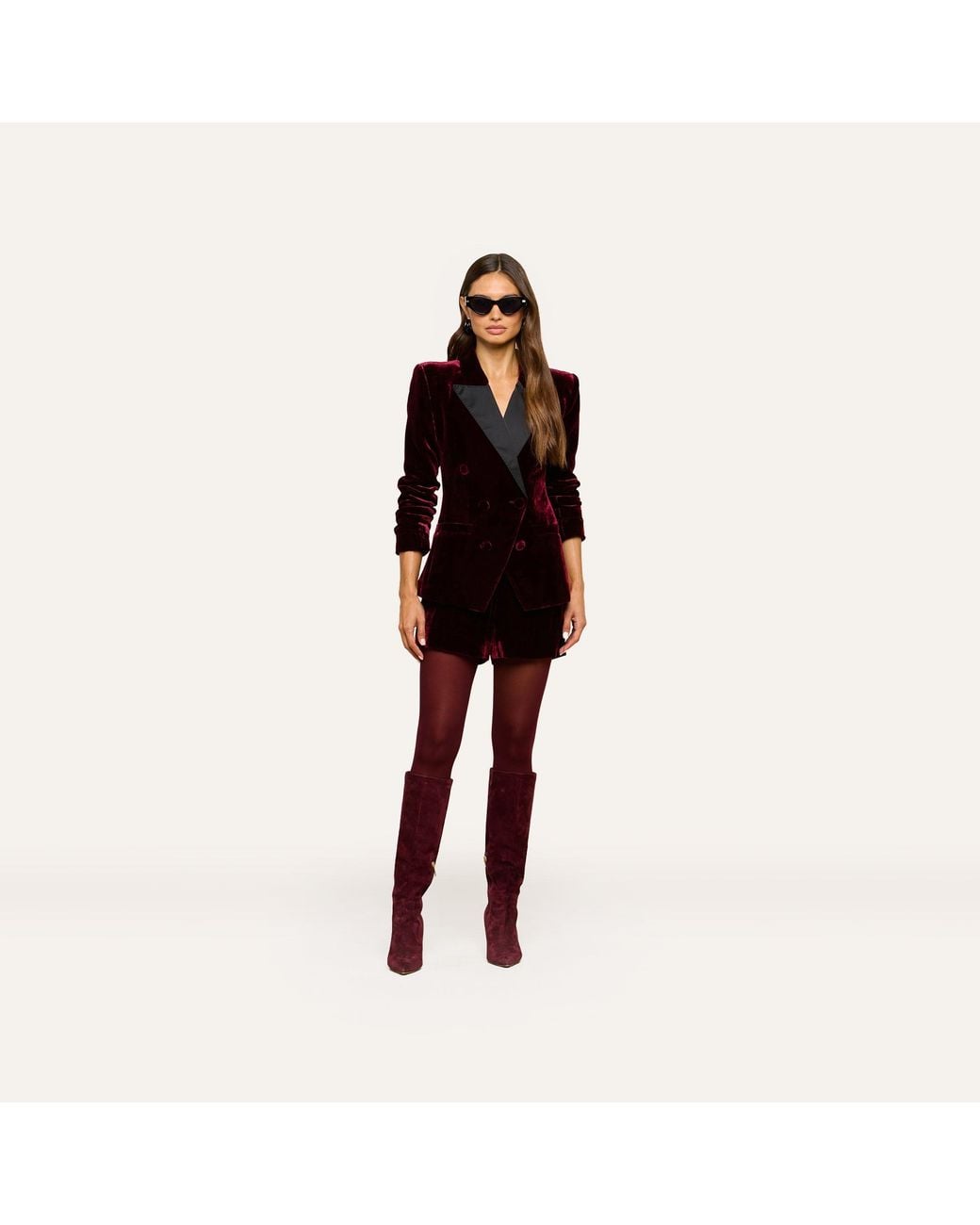 L'Agence Purple Kyomi Velvet Blazer