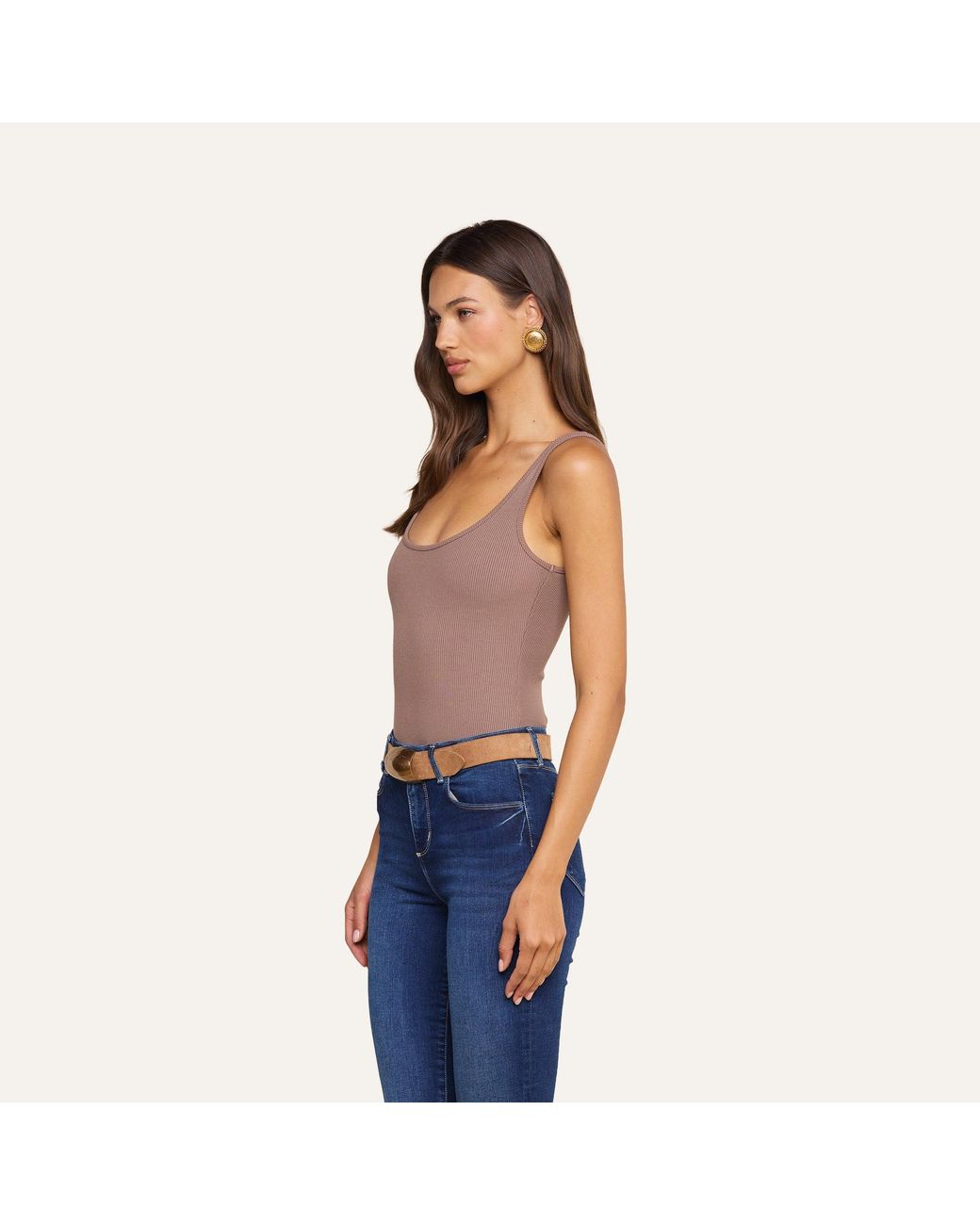 L'Agence Brown Nica Scoopneck Bodysuit