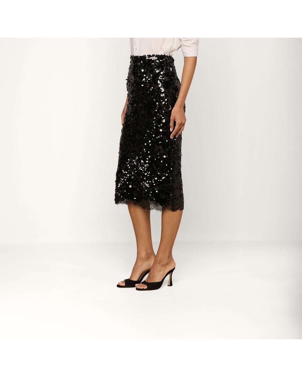 L'Agence Natural Makena Sequin Pencil Skirt