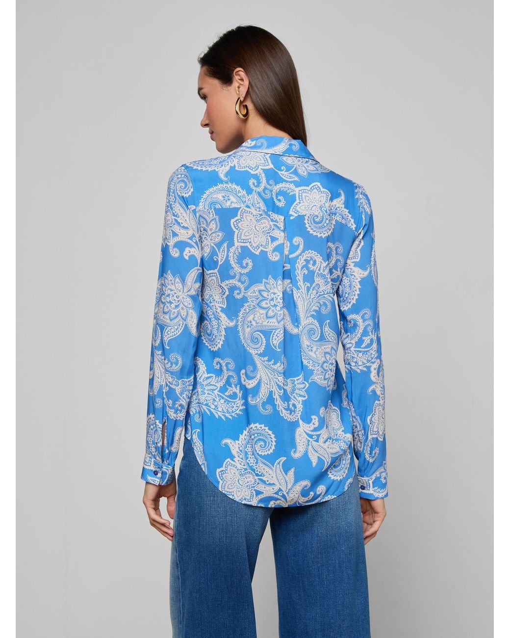 L'Agence Blue Holly Blouse Top