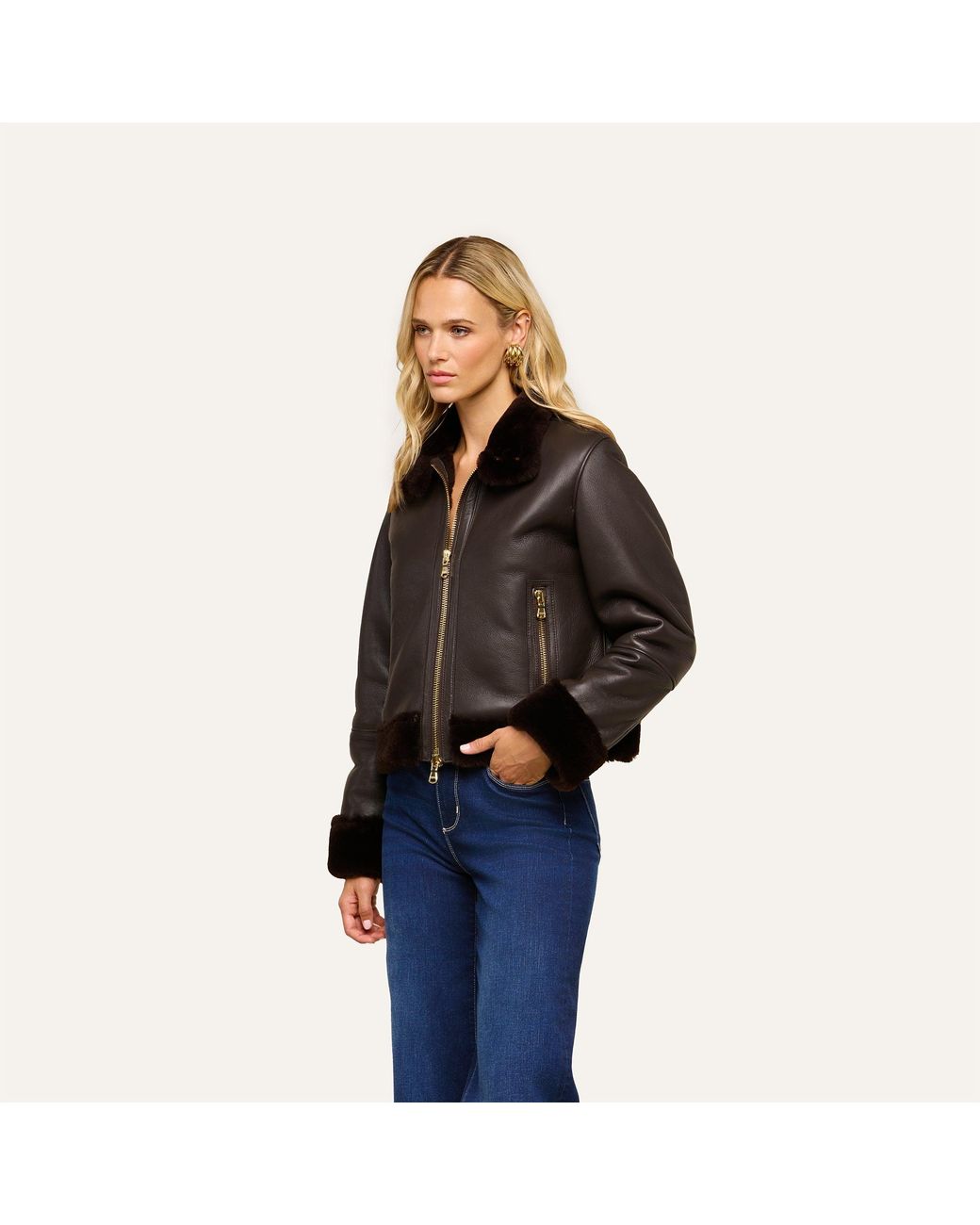 L'Agence Black 'Agence Glacia Shearling Jacket