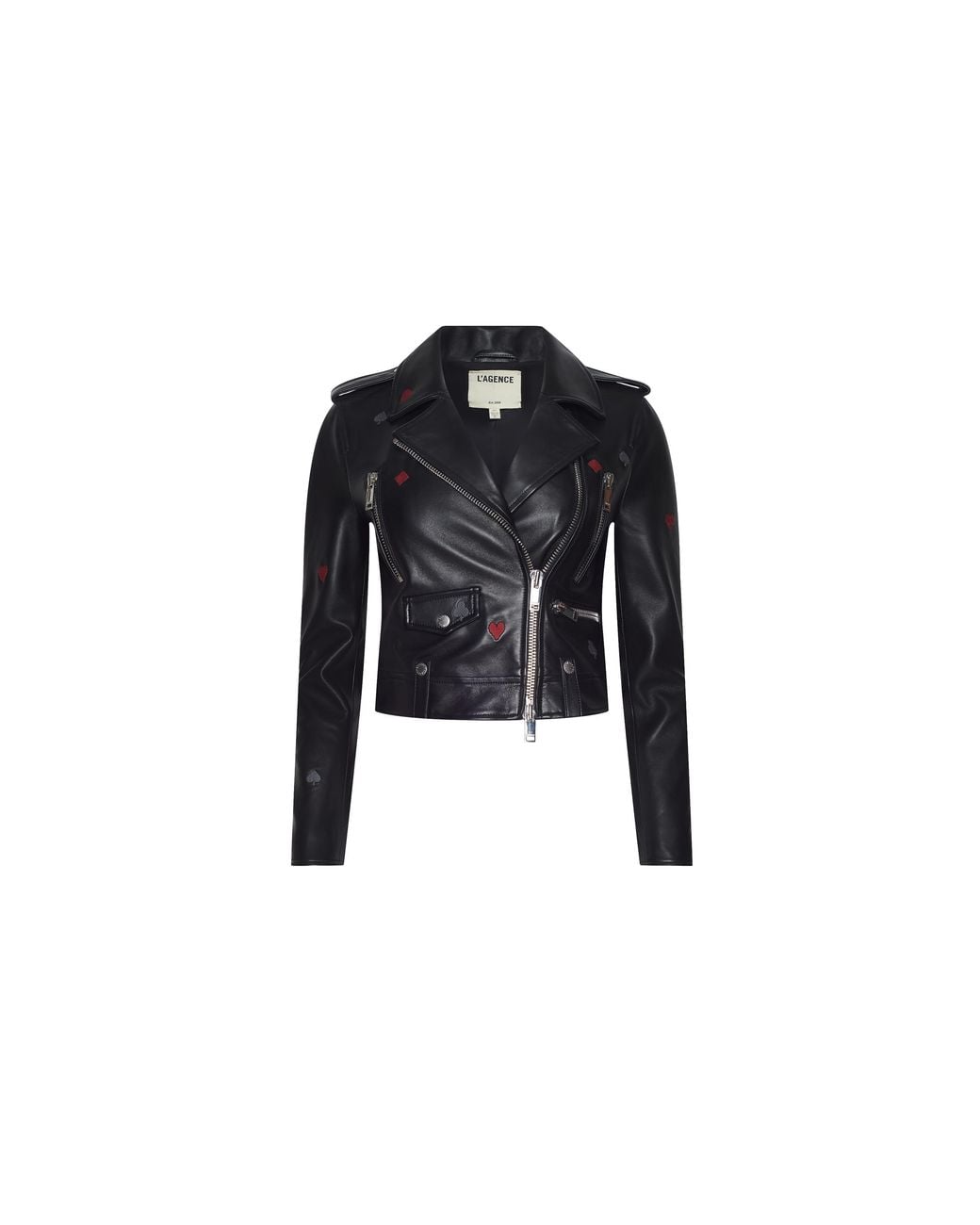 L'Agence Black 'Agence Blakely Embroidered Leather Jacket