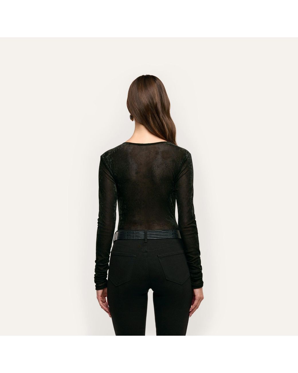 L'Agence Black Thalassa Velvet Mesh Bodysuit