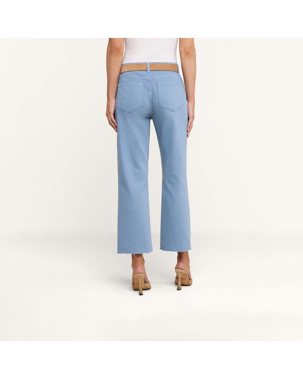 L'Agence Blue Wanda Cropped Wide-Leg Jean