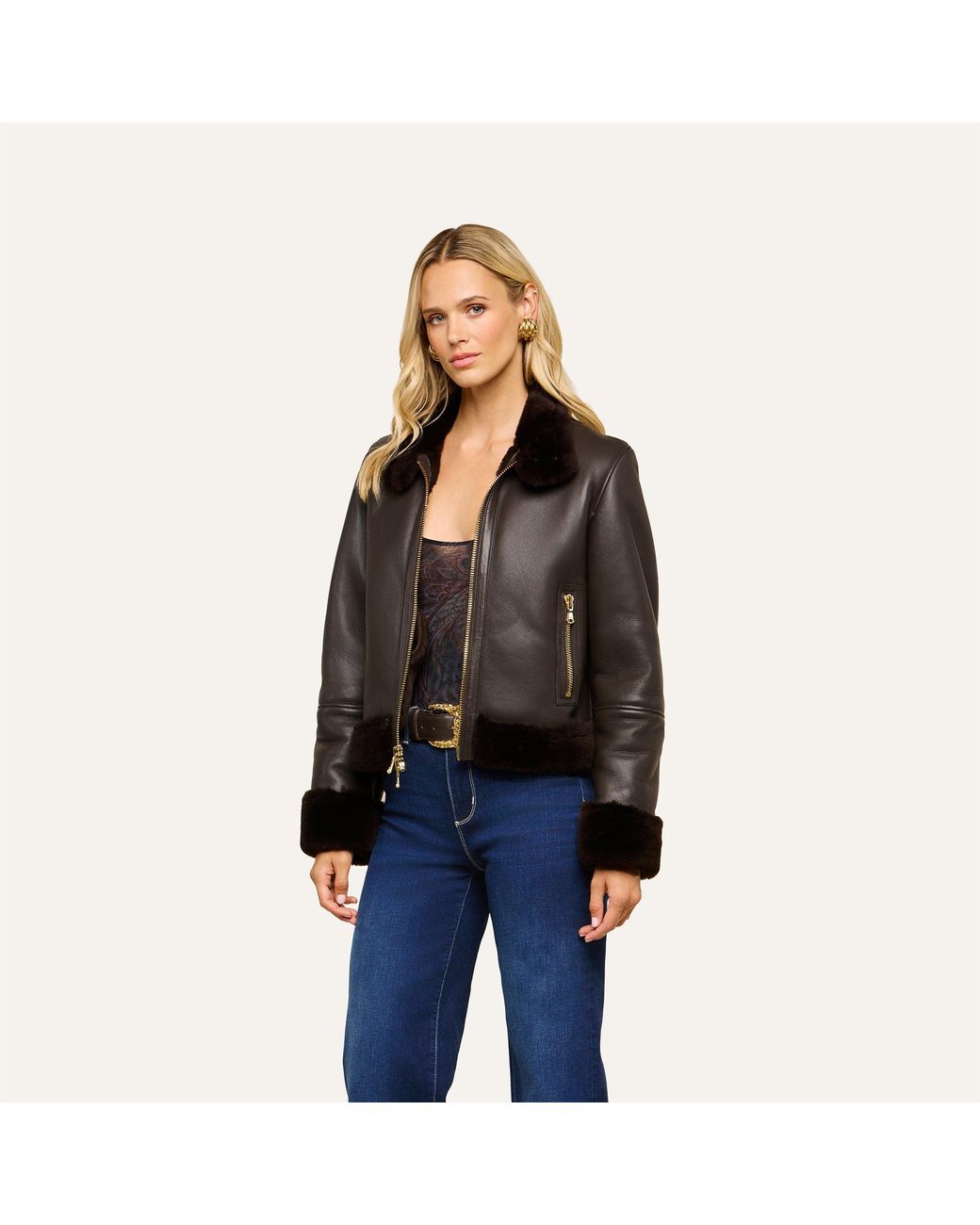 L'Agence Black 'Agence Glacia Shearling Jacket