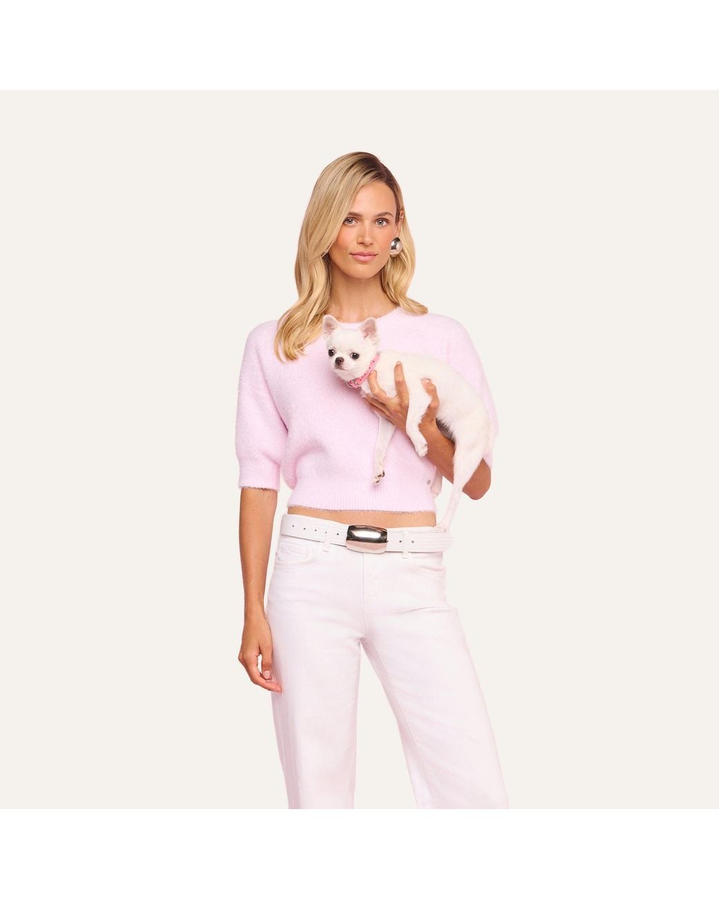 L'Agence Pink 'Agence Guinevere Cropped Pullover