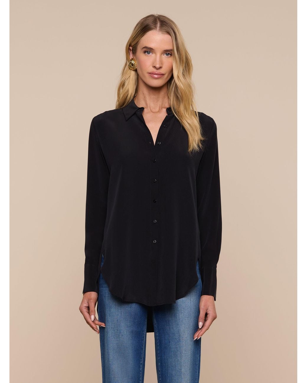 Chemisier En Soie Babette (Noir) L'Agence en coloris Blue