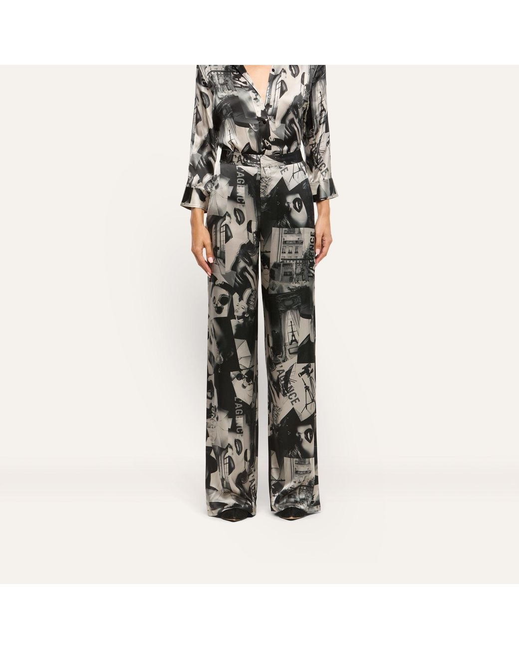 L'Agence Multicolor Livvy Silk Straight-Leg Trouser
