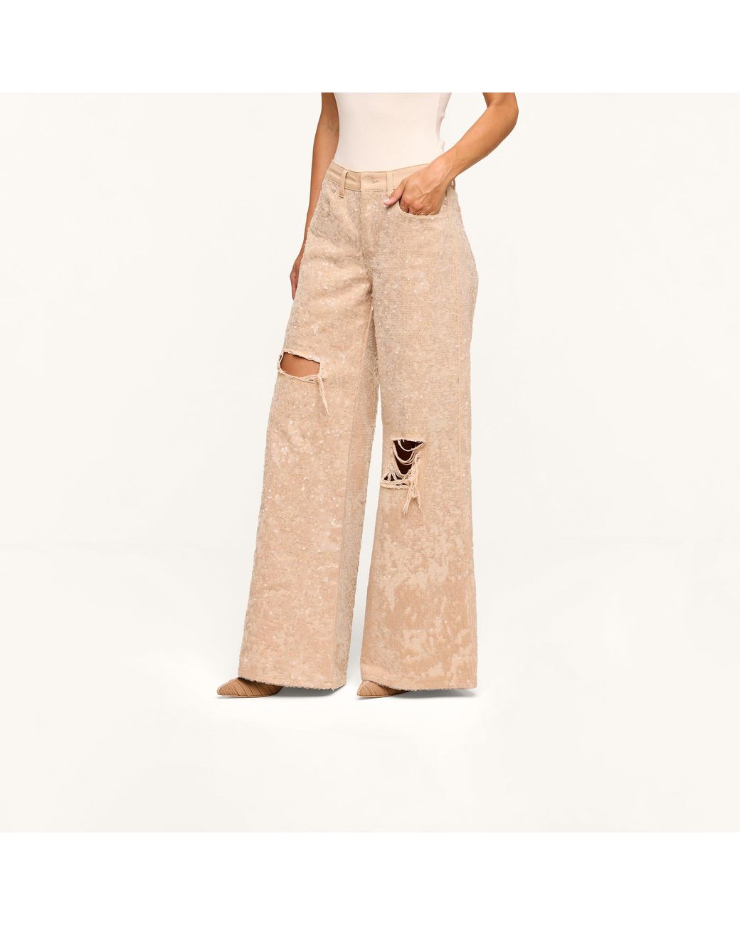 L'Agence Natural Quincy Embellished Wide-Leg Jean