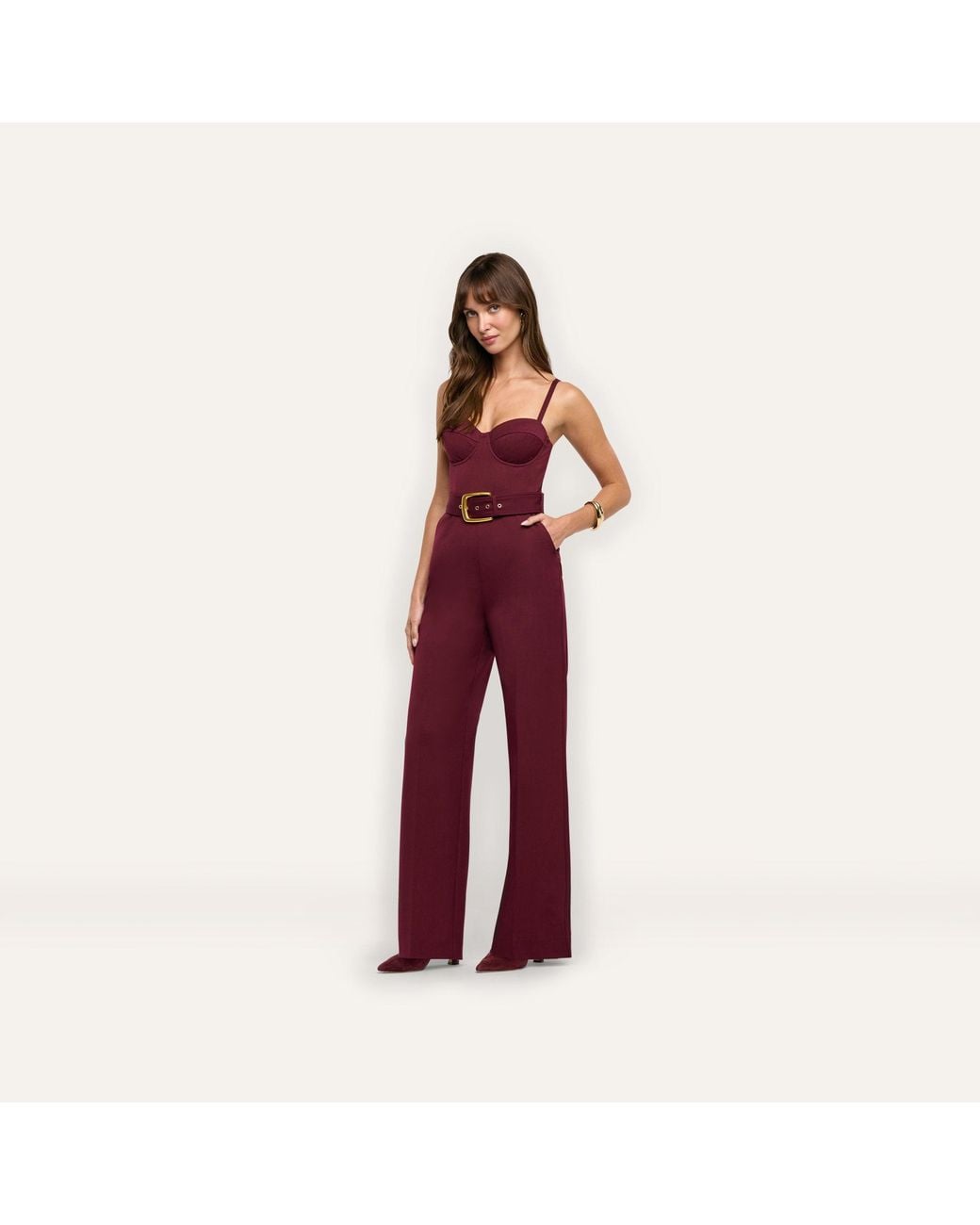 L'Agence Red Jessa Bustier Jumpsuit