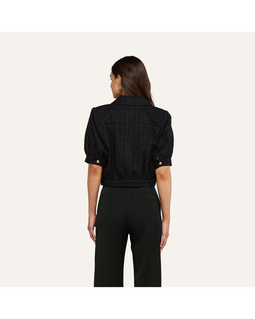 L'Agence Black Cove Cropped Tweed Jacket