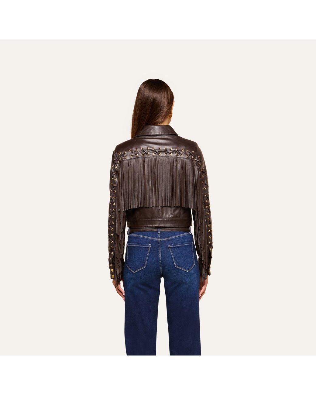L'Agence Black Luci Fringed Leather Jacket